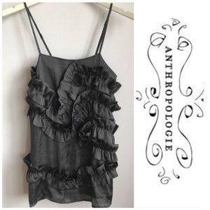 Anthropologie Ruffle Mini Party Dress NEW! S twelve by 12 zipper black tie event